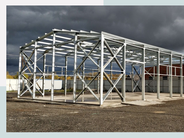 Двускатные ангары в Баксан от 606 руб. за квадрат